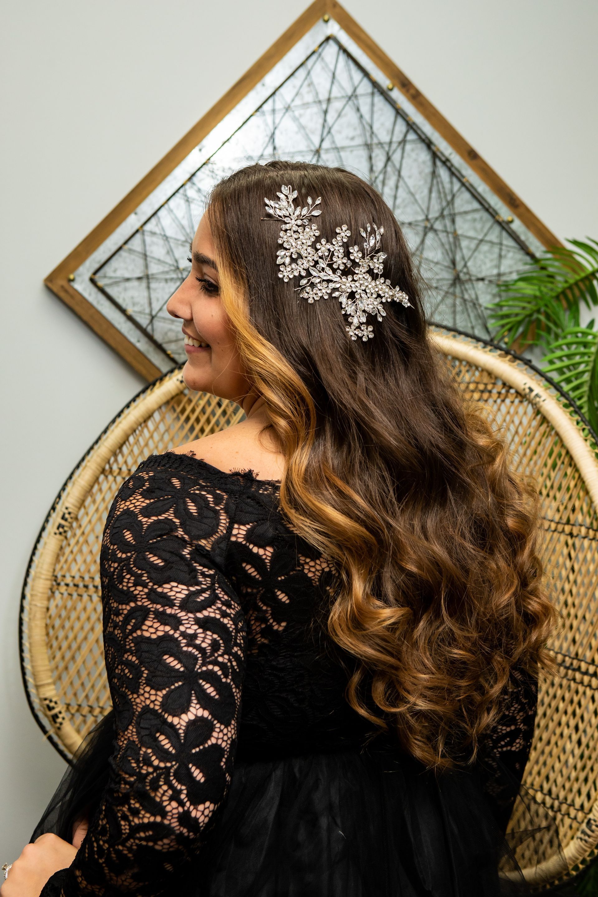Photography MA - branding photograph girl with crystal flower headpiece in hair