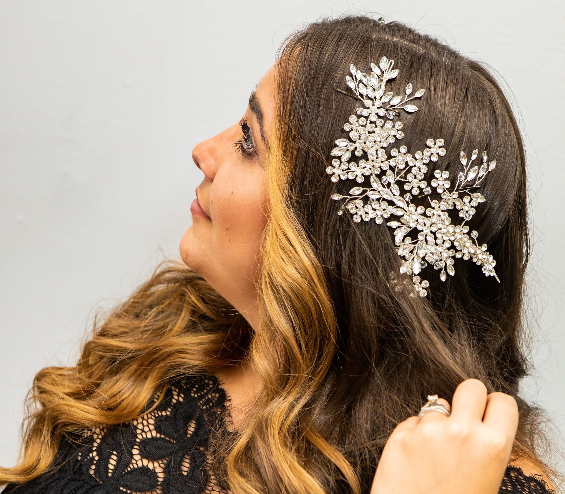 Photography MA - branding photograph girl with crystal flower headpiece in hair