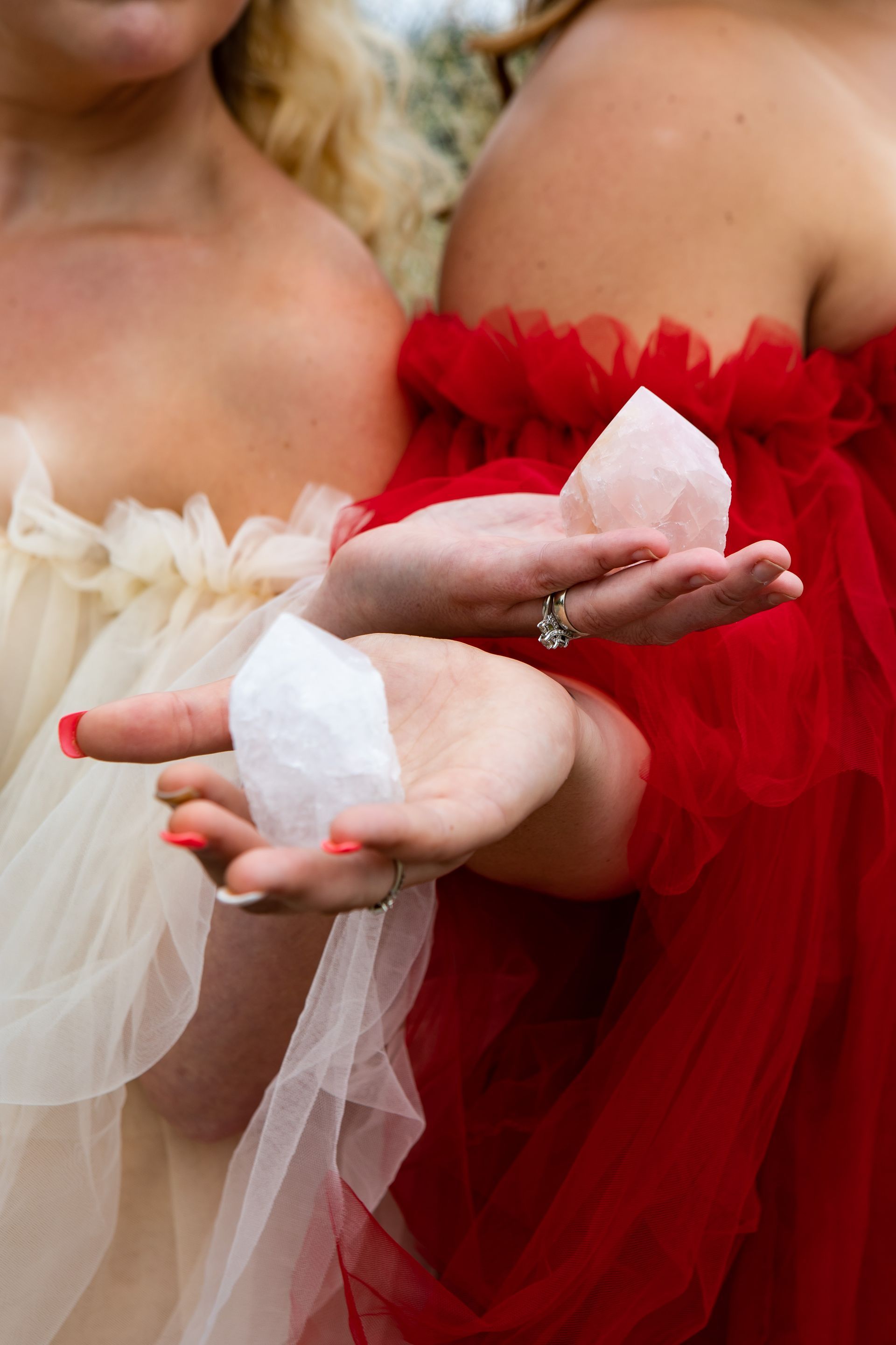 Photography MA -  Business branding. girl in red dress holding crystals