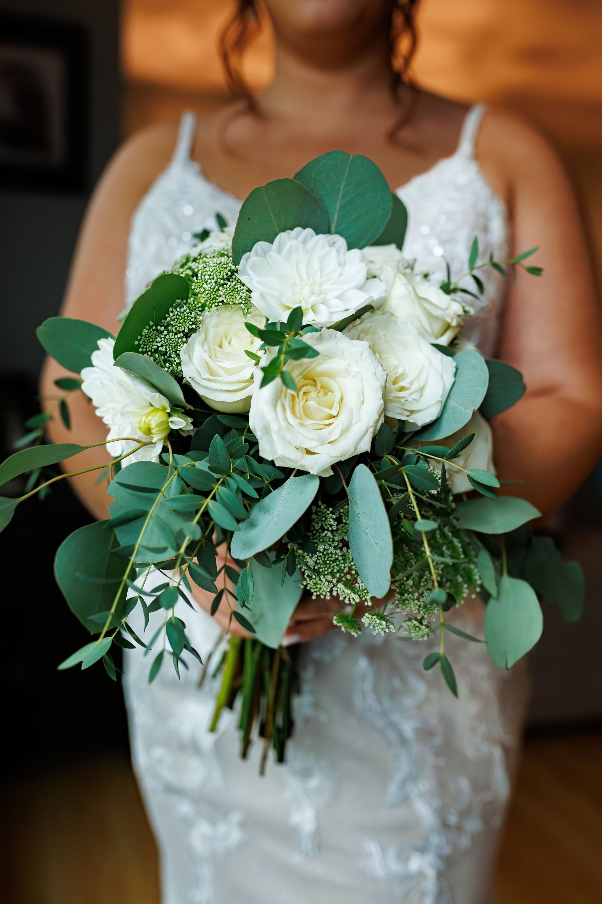 bride posing with bouquet