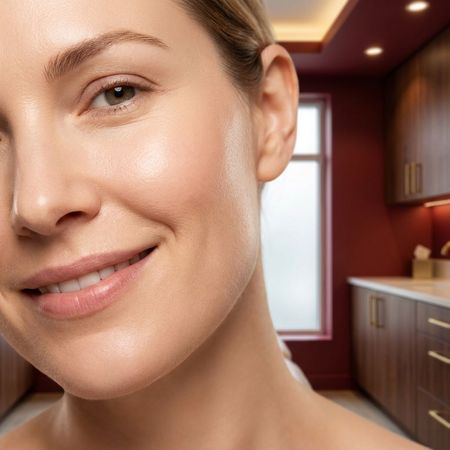 Close de rosto feminino com pele com aspecto firme e natural