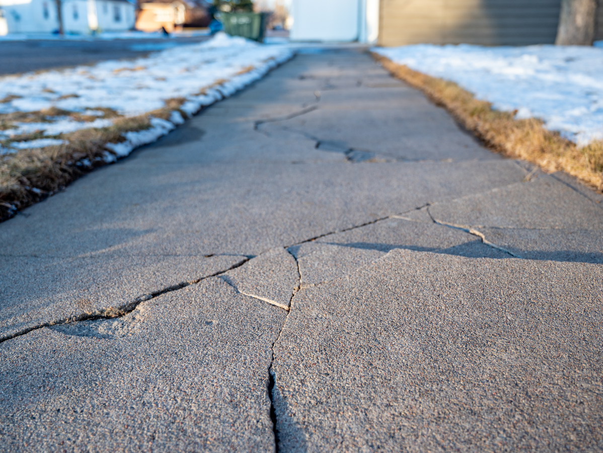 stone walkway that is cracked and needs repairs
