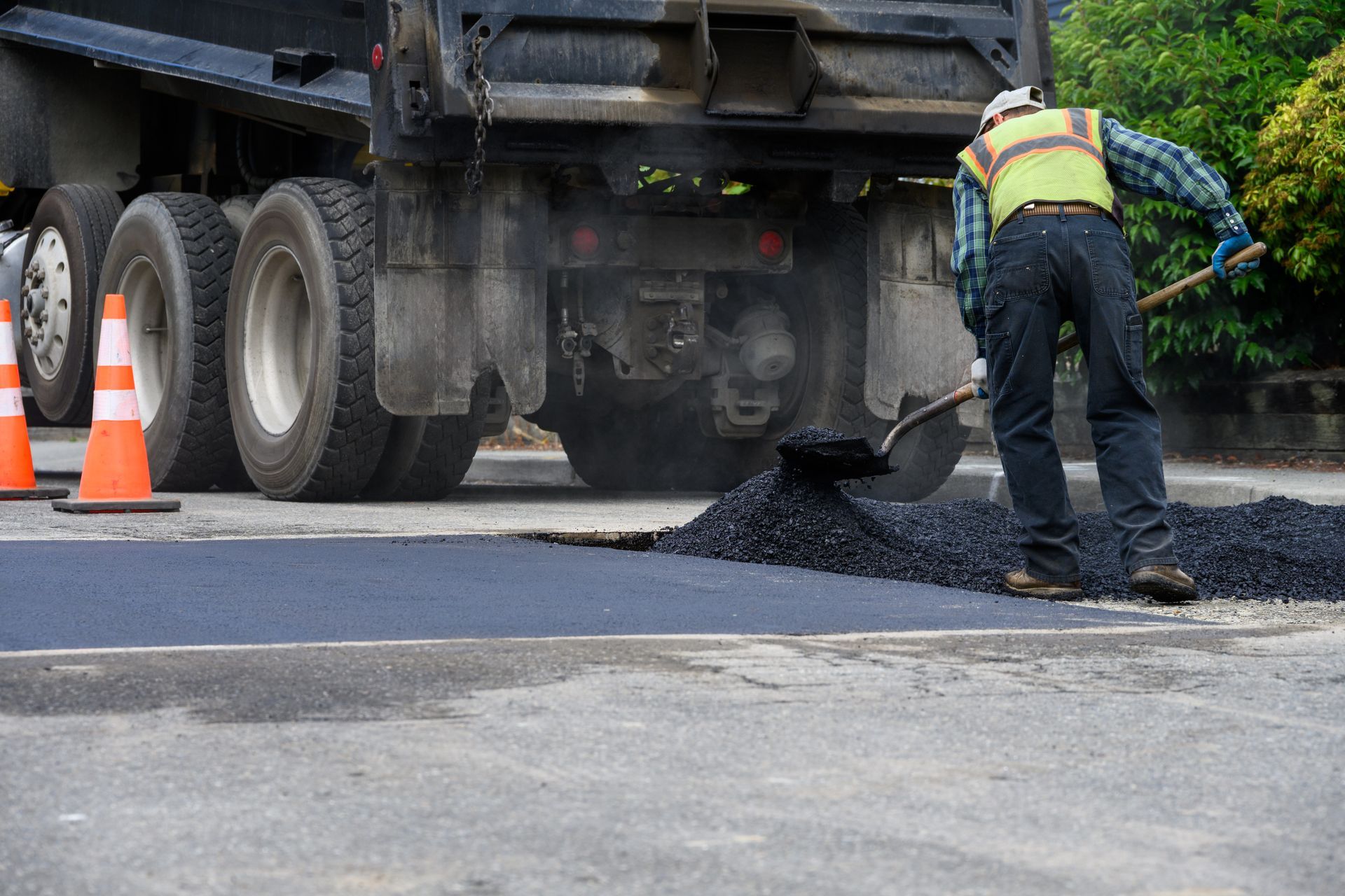 Construction worker on roadworks.