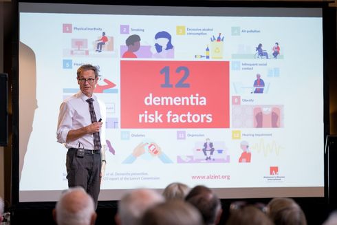 Speaker presenting dementia awareness session