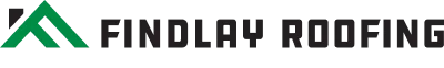 Findlay Roofing logo with green roof icon and black text on a white background