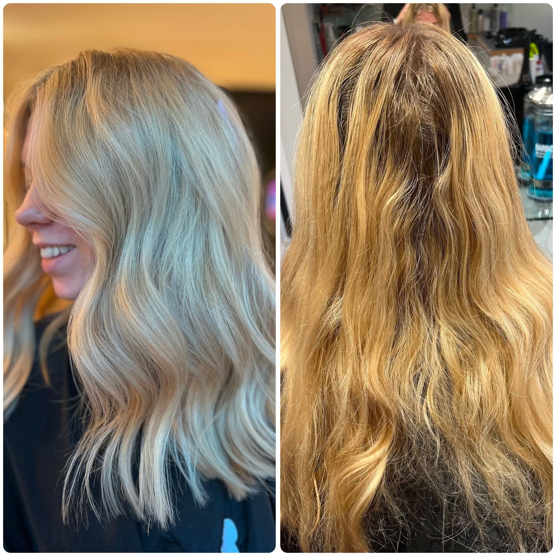 before and after, blonding, blonding specialist, babylites, saffron