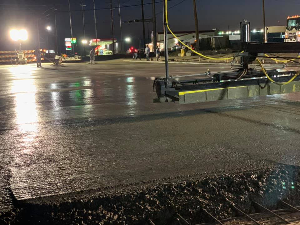 Night View Of Under Construction Roadway - Eagle Pass, TX - A.E. Hiller & Sons Inc.