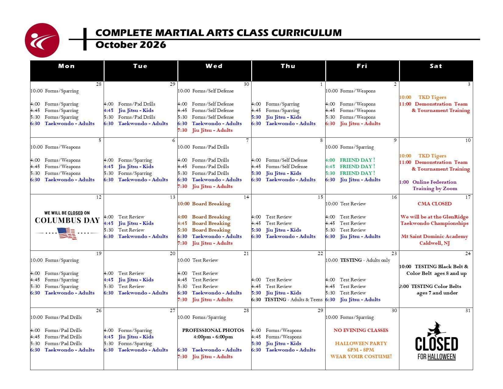 A complete martial arts class curriculum for may 2013
