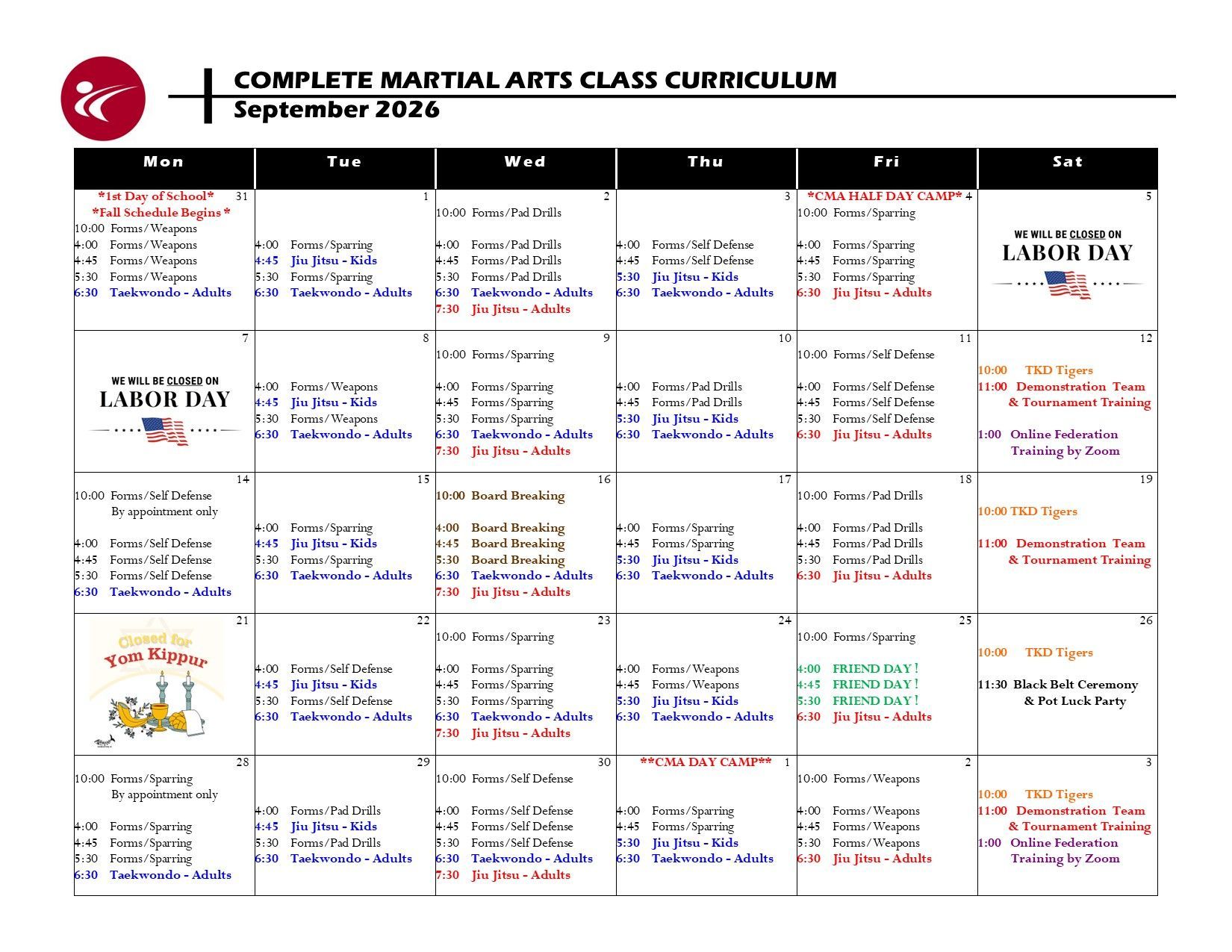 A complete martial arts class curriculum for may 2013
