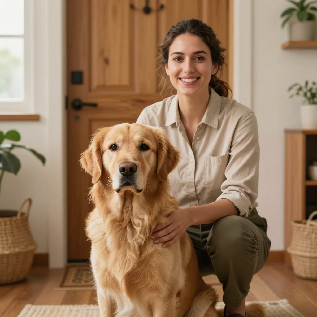 Pet sitter with a dog