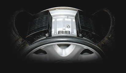 A close up of a tire with the number 8 on it