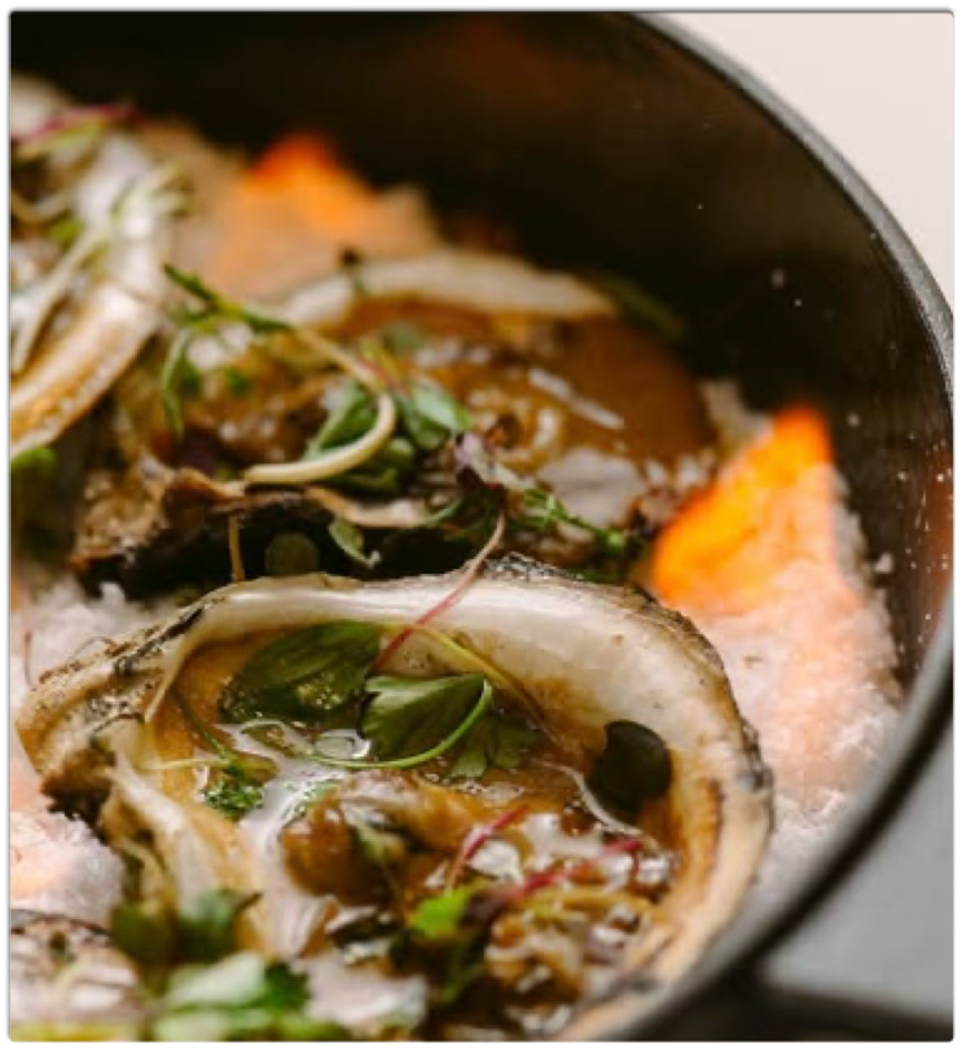 Oysters garnish 