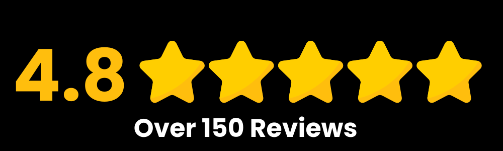 A sign that says 4.8 stars over 150 reviews for a plumber in Carrollton ga