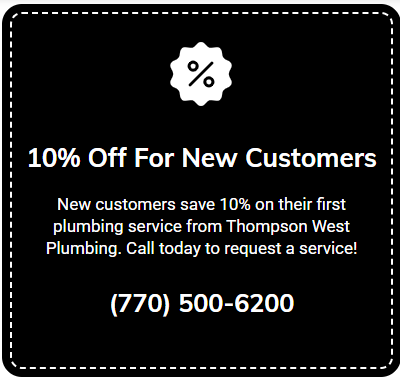 A coupon for a plumbing service that says 10 % off for new customers.