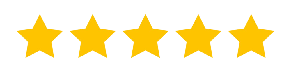 A row of five yellow stars on a white background.