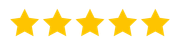 A row of five yellow stars on a white background.