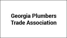 The logo for the georgia plumbers trade association is black and white.