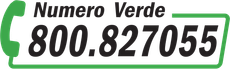 Banner verde “Numero Verde” con riquadro bianco e numero di telefono 800.827055