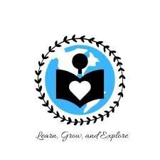 A logo for a school with a heart in the middle of a book.