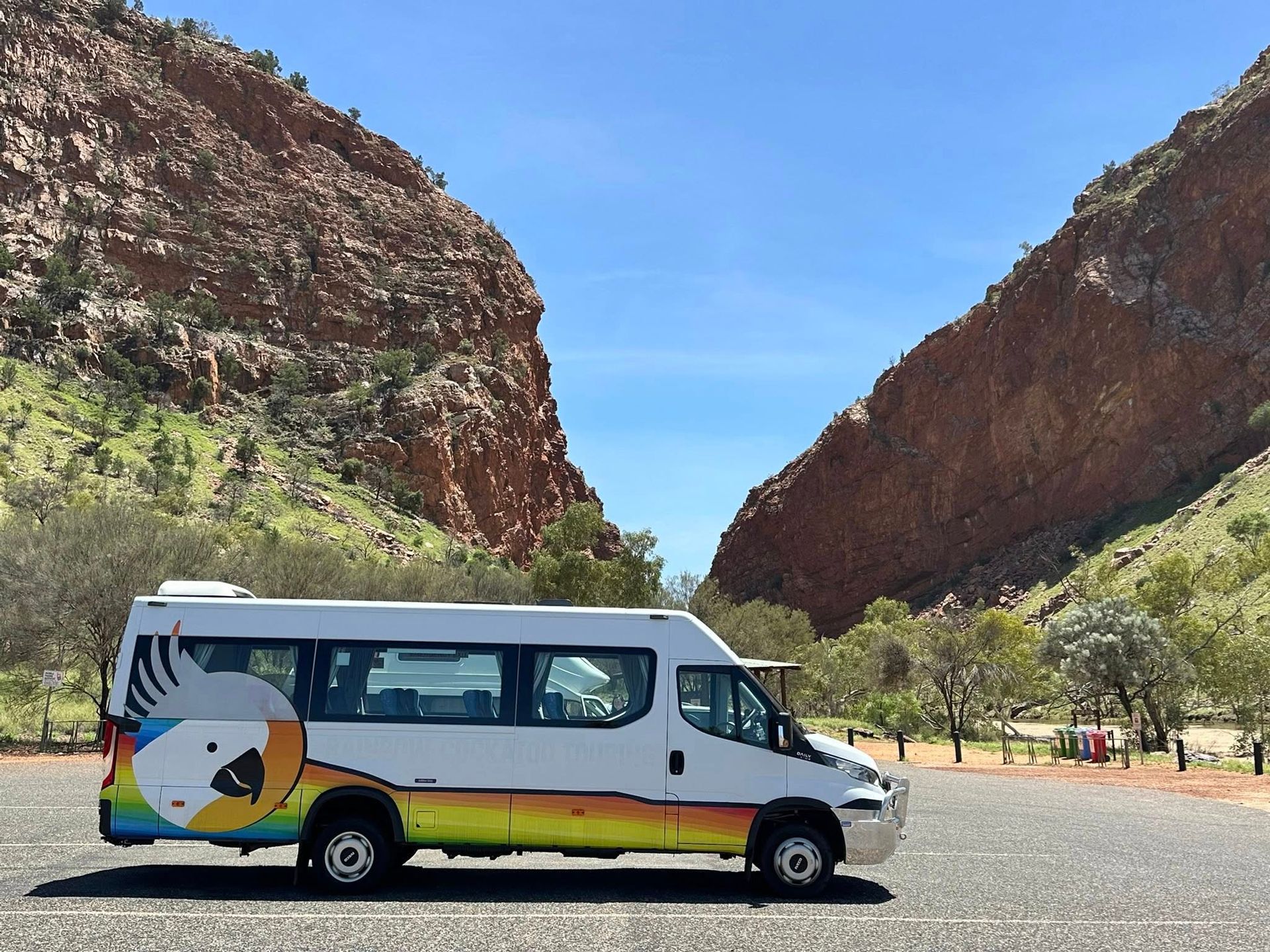 White Van With Cartoon Graphics Parked — ASP Private Hire in Ross, NT