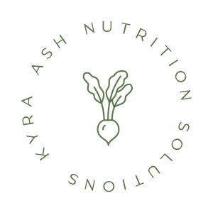 A logo for a nutrition company with a beet in a circle.