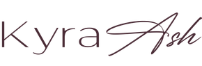 A handwritten logo for kyra ash on a white background.