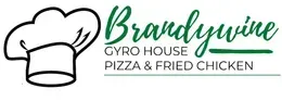 Brandywine Gyro House logo with chef hat icon and text for pizza and fried chicken