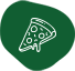 White pizza slice icon on dark green circular background