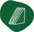 White line drawing of a diagonal striped object on a dark green background with rounded corners
