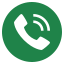 Green phone handset icon inside a white circle on a green square background