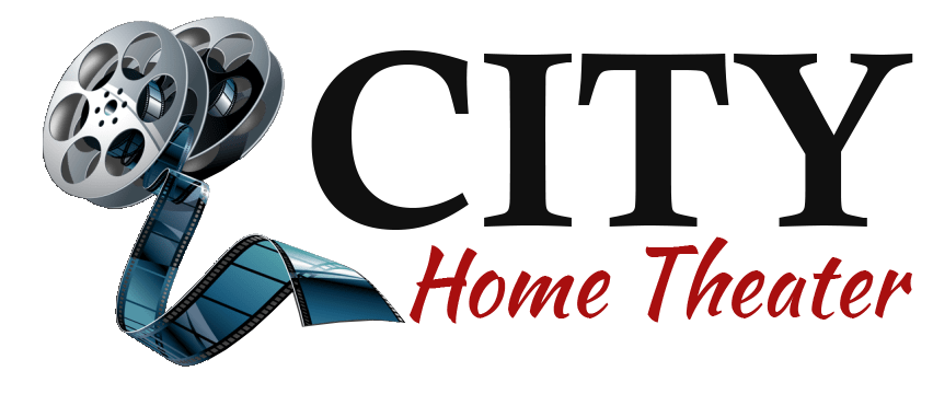 City Home Theater logo with a film reel graphic and black and red text