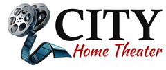 City Home Theater logo with a film reel graphic and black and red text