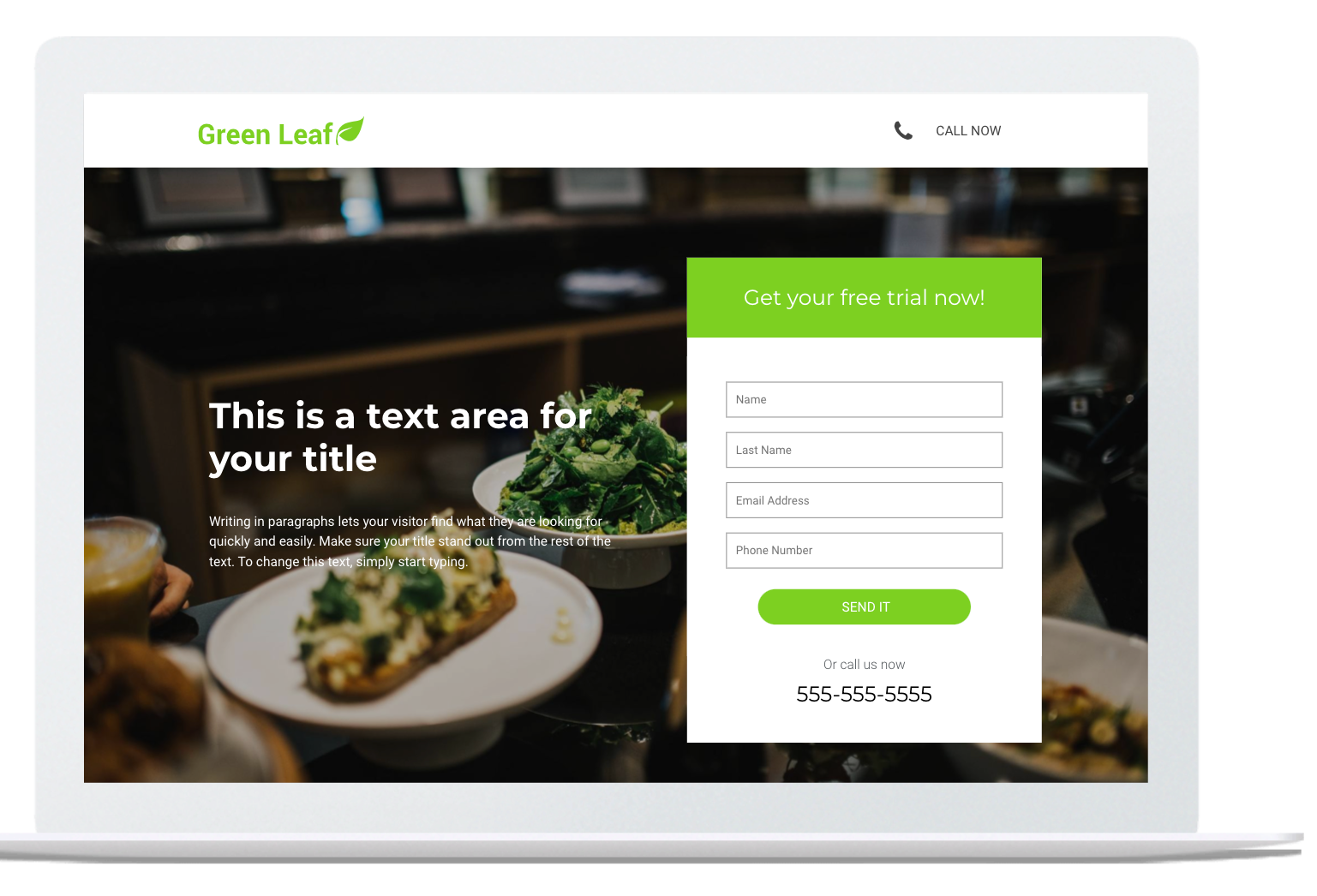 image of a business landing page 