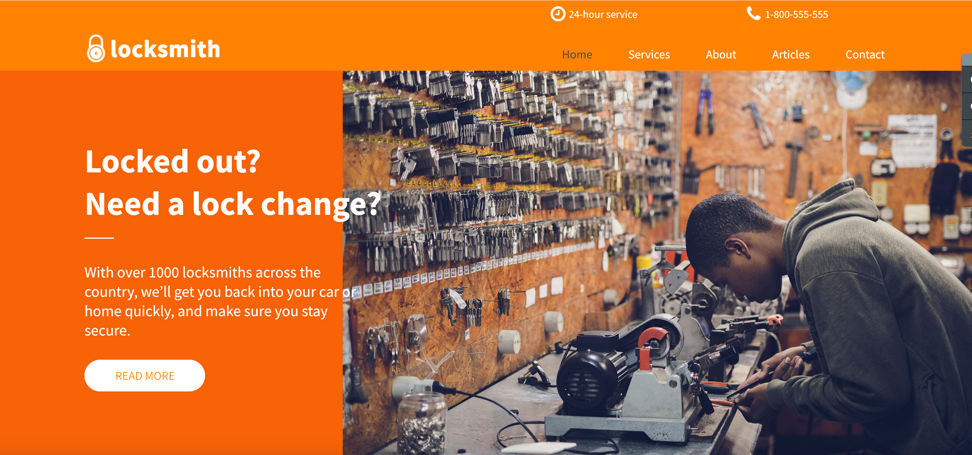 example website of a locksmith website - we work with most website builders like Wix, Wordpress, Shopify,etc.