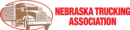 A logo for the nebraska trucking association with a truck on it