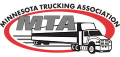 The minnesota trucking association logo has a truck on it.