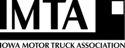 A black and white logo for the iowa motor truck association
