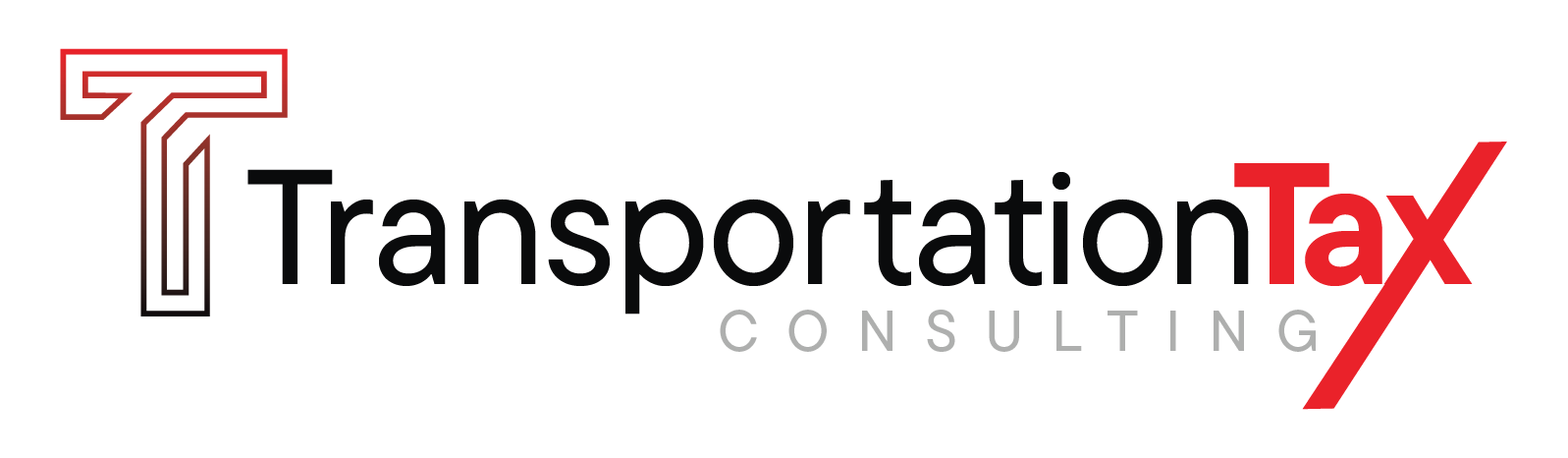 The logo for transportation tax consulting is red and black