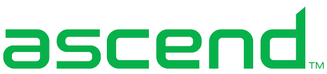 A green and white logo for ascend tm