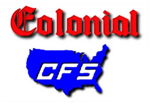 A logo for colonial cfs with a map of the united states