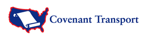 A logo for covenant transport with a map of the united states