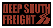 A red and black logo for deep south freight