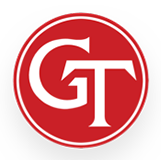 A red circle with a white letter g and t inside of it.