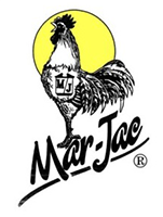 A black and white drawing of a rooster with a yellow sun in the background.
