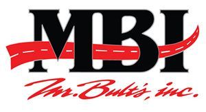 The logo for mr. bulbs inc. is black and red with a red ribbon.