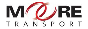 The logo for more transport has a red swirl in the middle.