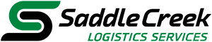 The logo for saddle creek logistics services is green and black