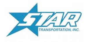 Blue star logo with white