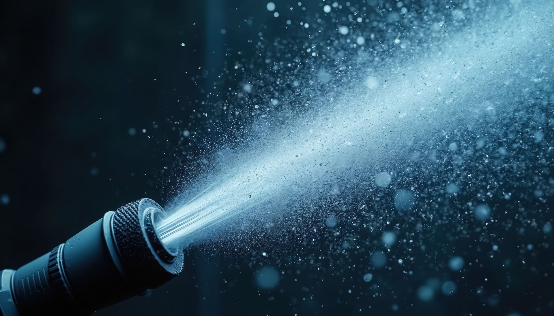 High-pressure water jet streams from the nozzle.