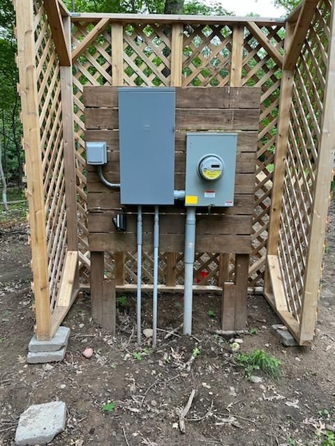 A wooden structure with a meter on it